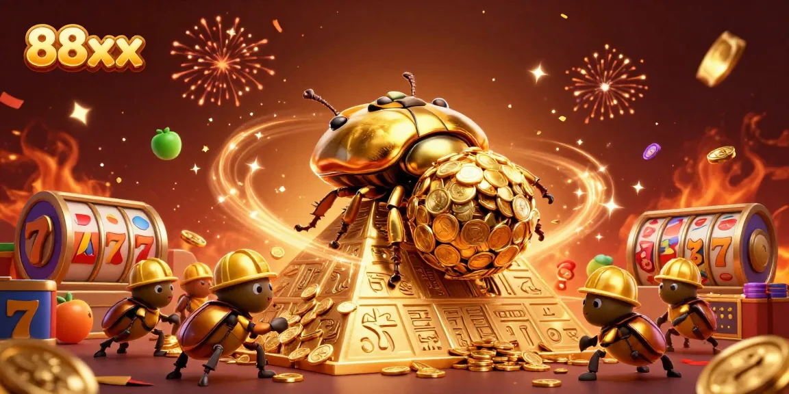 Engage with the thrilling 88xx slot game experience featuring exciting golden beetle characters.