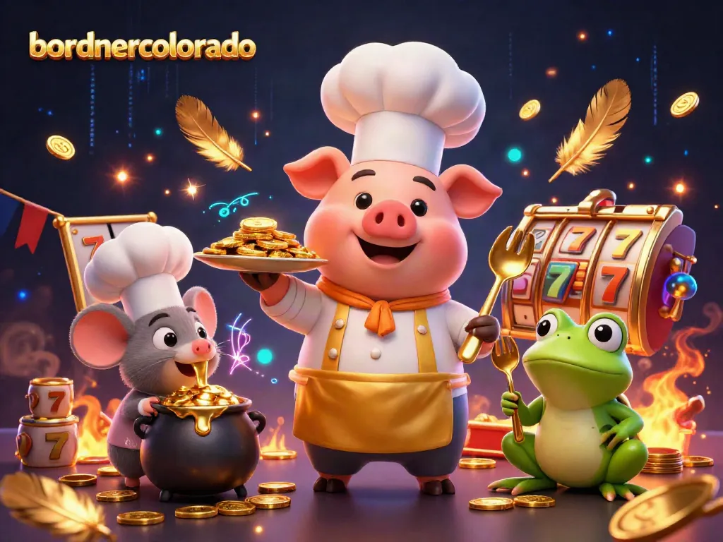 Engage with bordnercolorado's thrilling slots scene, featuring a chef pig, sous-chef mouse, and critic frog.